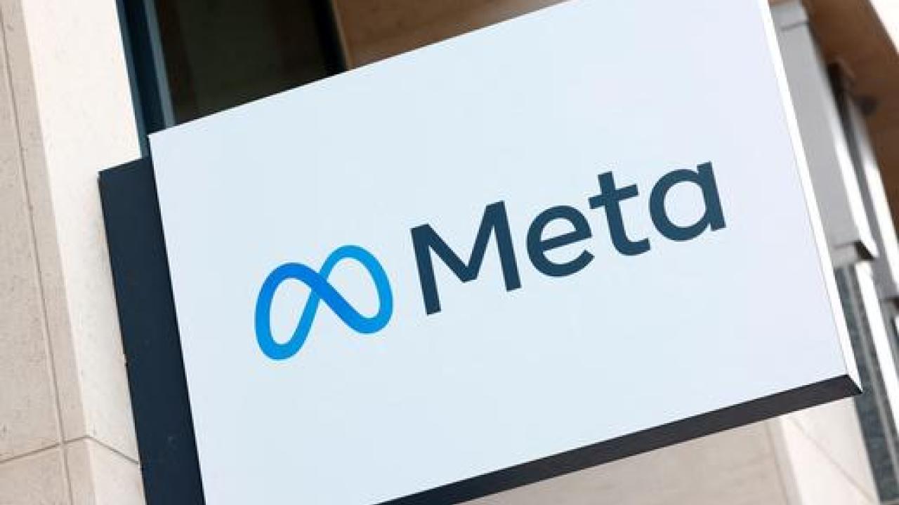 The logo of Meta Platforms' business group is seen in Brussels, Belgium.