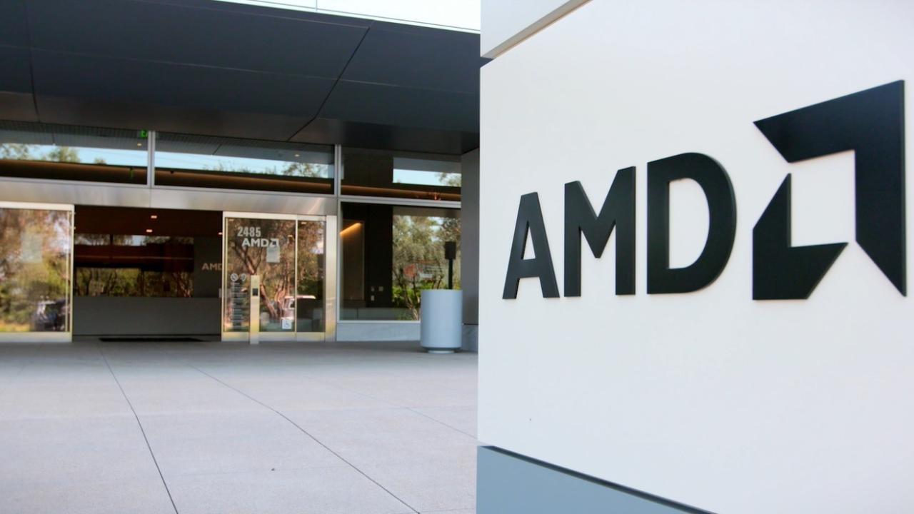 Logo de AMD en sus oficinas de Santa Clara, en el Campus de California (Estados Unidos)