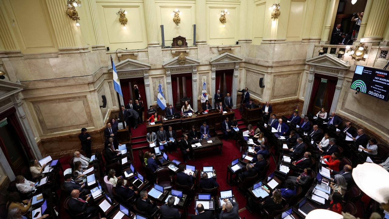 Debate en el Senado del Congreso argentino, en Buenos Aires, Argentina. Mar 14, 2024. REUTERS/Agustin Marcarian