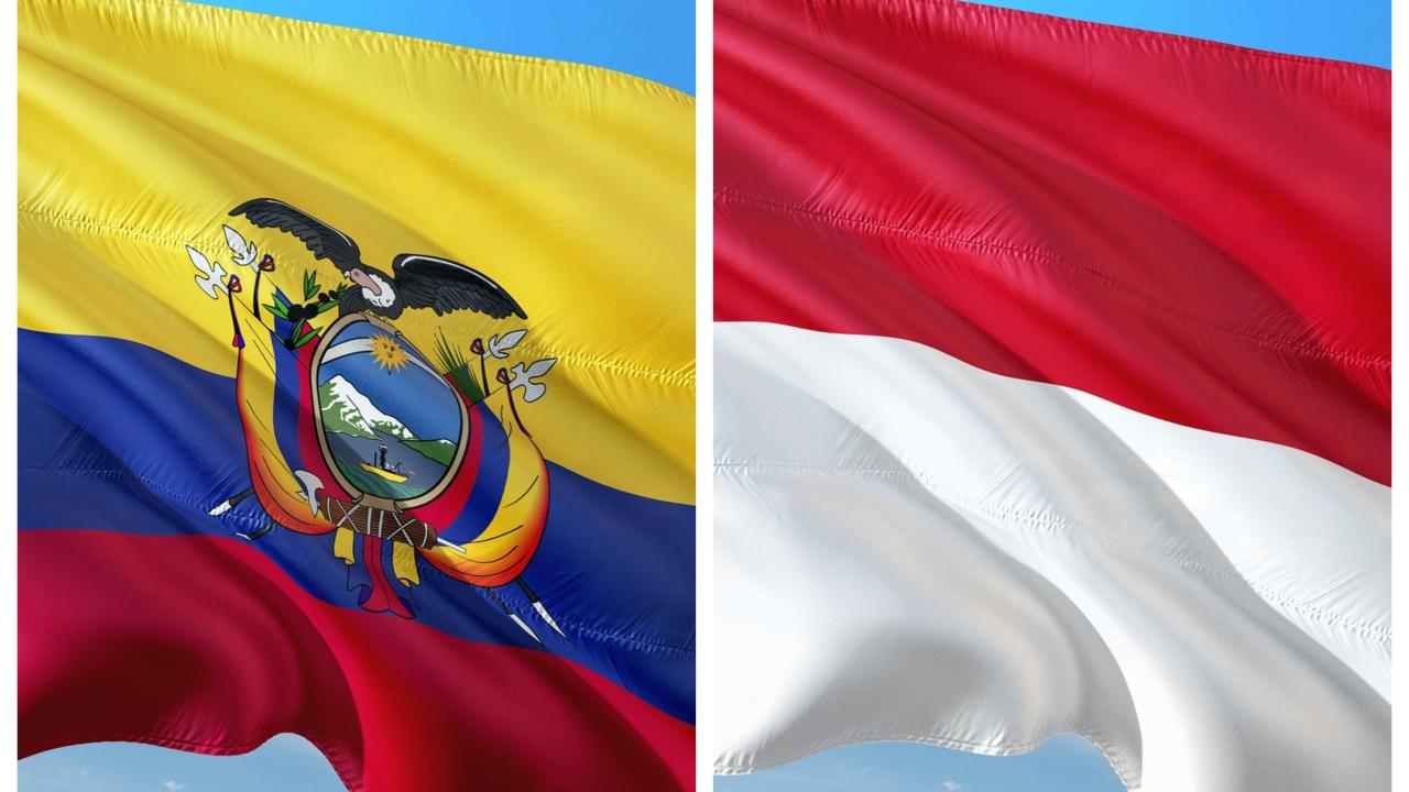 Collage banderas Ecuador e Indonesia